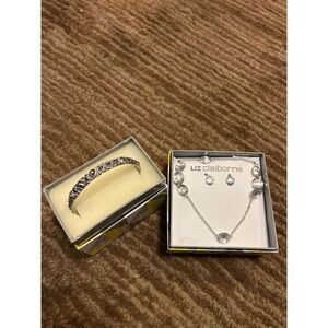 Liz Claiborne Vintage Silver-Tone Necklace & Earring Set and Gemstone Bracelet‎
